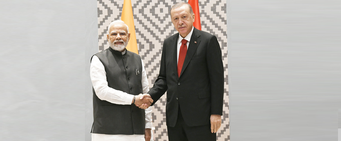 Prime Minister Shri Narendra Modi met H. E. Mr. Recep Tayyip Erdogan, President of Turkey on sidelines of the SCO Summit in Samarkand